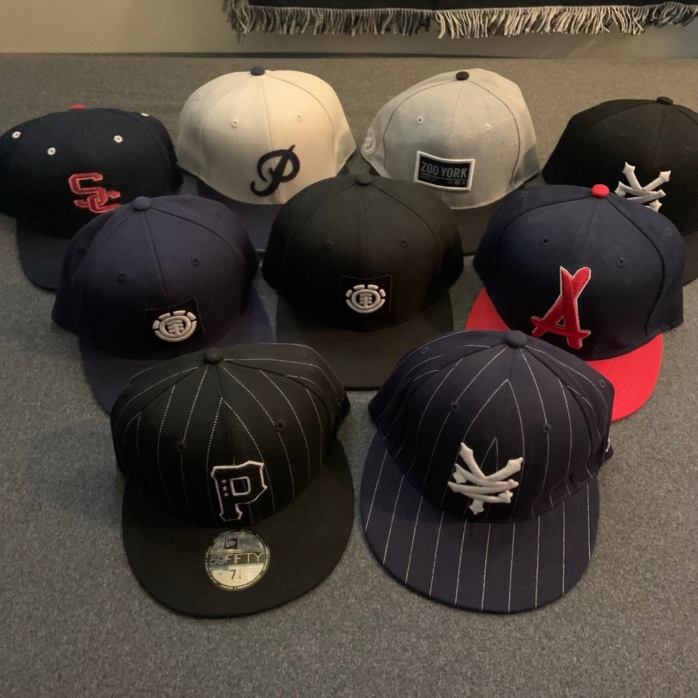 LOT OF 9 STREETWEAR HATS - Stussy - Zoo York - Primitive - Element - The Alumni